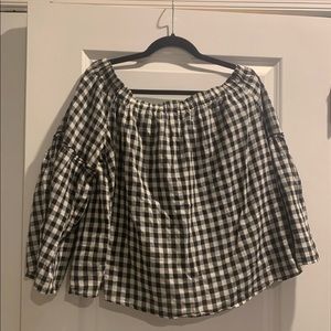 Who What Wear Gingham Off-The-Shoulder Top
